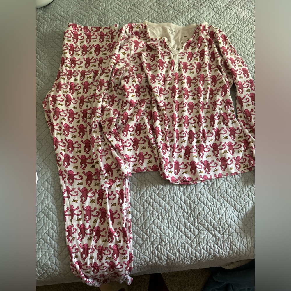 Women's Roller Rabbit Pink Monkey Print Pajama Set